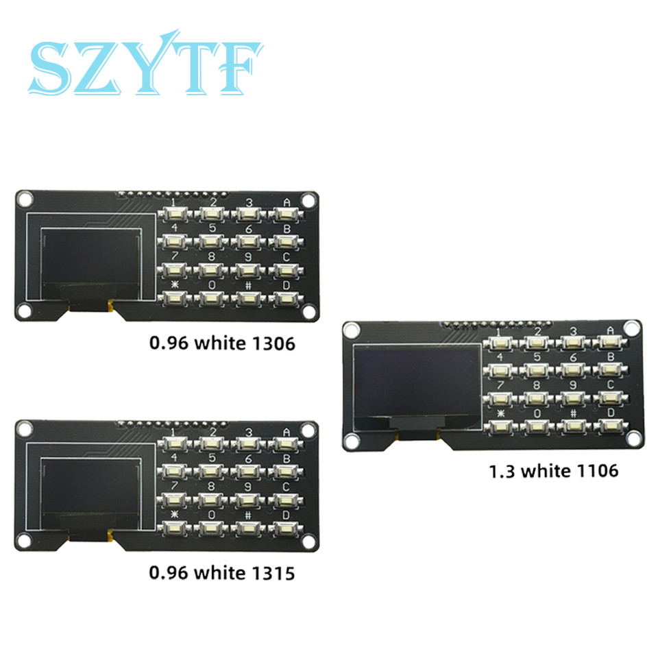 0.96 Inch/1.3 Inch LCD Screen Board OLED Display Module IIC White SH1106 SSD1306 SSD1315 With 4x4 Ke product image